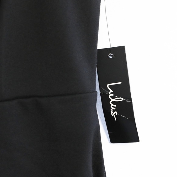 Lulus Cocktail Hour Black Wrap Dress little black lbd Large L sheath sleeveless - Picture 6 of 8